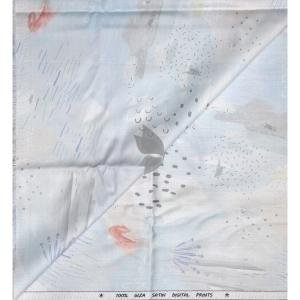 J.Hampstead 100% Pure Giza Cotton Printed pattern Sky Blue colour Unstitched Shirt Fabric of 1.6 meters / VV2392B