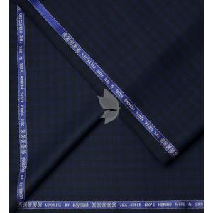 Raymond Luxurious fabrics with Super 120's Wool with 70% wool "Luxolite" Collection Navy Blue colour Checkered Unstitched Suit Fabric of 3.5 Mts / VV2654