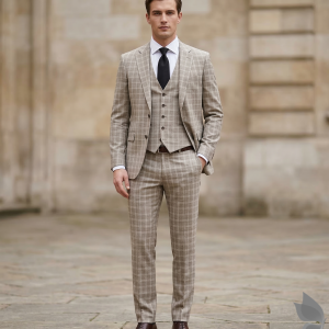 Raymond Champions Collection made from Super 90's merino wool stretch for ultra fit Green (Sage) checkered unstitched suit fabric of 3.5 Mts / VV2692